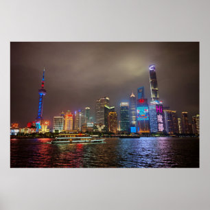 Poster Rêves électriques - Futuriste Shanghai Skyline, A