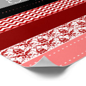 Poster Revêtement de bande rouge rose noir blanc (Coin)