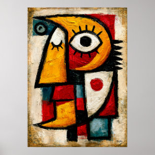 Poster Rêveur Cubiste Primitif Géométrique Abstrait Gras