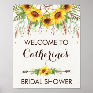 Poster Rêveur de tournesol Boho Bienvenue à la douche de 