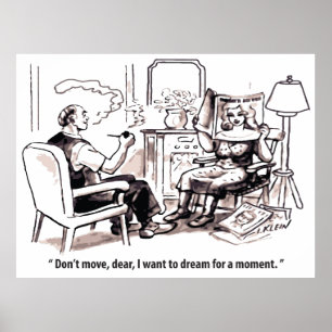 Poster Rêveur, Relation entre homme et femme, Humour,