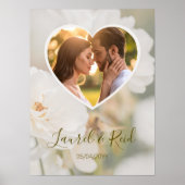 Poster Rêveuse Rose Blanche Coeur Photo Noces de Mariage (Devant)