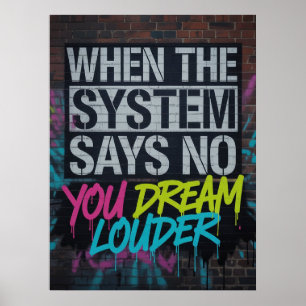 Poster Rêvez plus fort, Citation Motivationnelle Graffiti