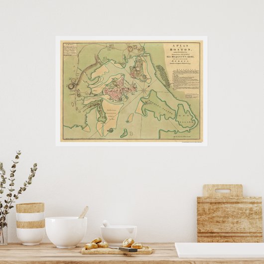 Poster Revolutionary Boston Map 1776 (Cuisine)