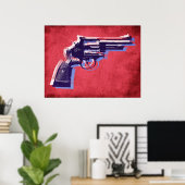 Poster Revolver sur rouge (Bureau à domicile)