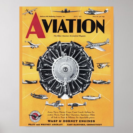 Poster Revue de couverture de l'avion vintage Aviation (Devant)