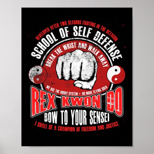 Poster Rex Kwon Do Funny Karate Martial Arts Retro (Devant)
