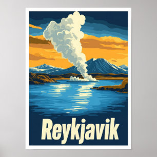 Poster Reykjavik Islande Illustration du Vintage voyage d