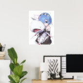 Poster ReZero Rem mignonne (Bureau à domicile)