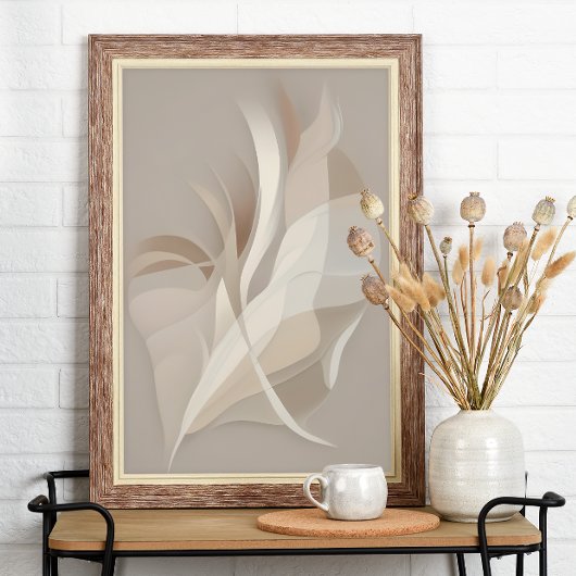 Poster "Rhapsodie plumée" | Art abstrait beige