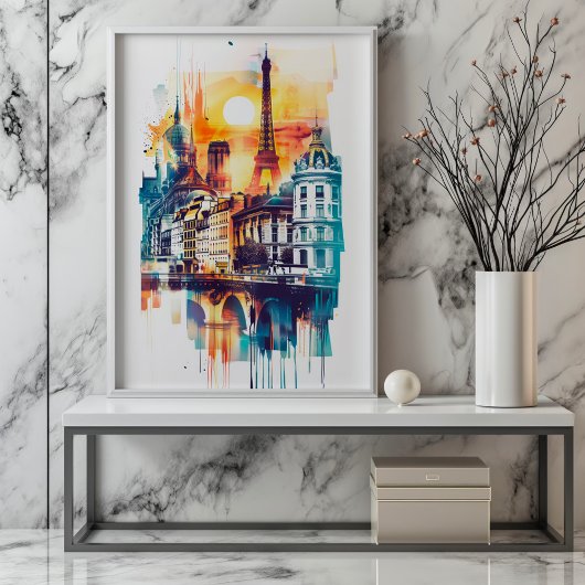 Poster Rhapsodie rayonnante : Paris Monuments & Tour Eiff