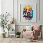 Poster Rhapsodie rayonnante : Paris Monuments & Tour Eiff