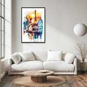 Poster Rhapsodie rayonnante : Paris Monuments & Tour Eiff