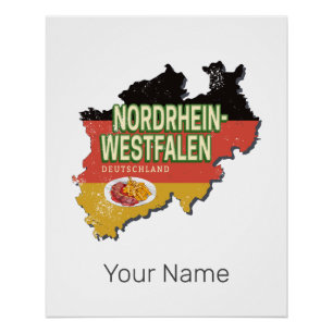 Poster Rhénanie du Nord Westphalie Allemagne Retro NRW So