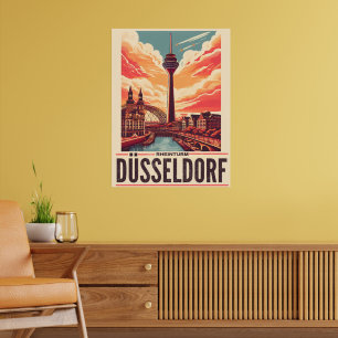 Poster Rhin Tower Dusseldorf Rheinturm cadeau allemand