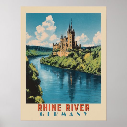 Poster Rhine Allemagne Vintage voyage (Devant)
