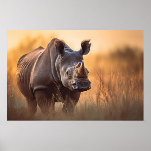 Poster Rhino dans la nature