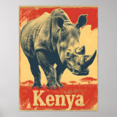 Poster Rhino du Kenya vintage (Devant)