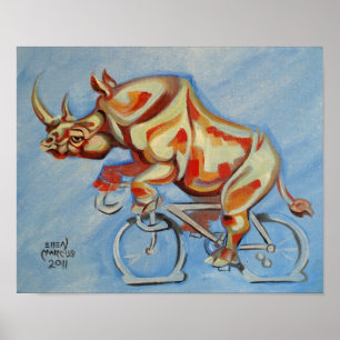 Poster Rhino en vélo