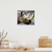 Poster Rhino Head, peinture Arrière - plan grise (Cuisine)