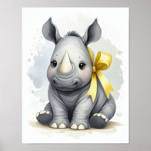 Poster Rhino Jungle Nursery Wall Art (Devant)