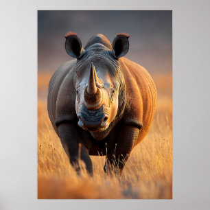 Poster Rhino majestueux dans les Prairies d'or