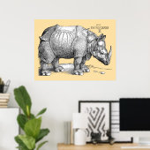 Poster Rhinoceros by Albrecht Dürer 1515 Woodcut (Bureau à domicile)