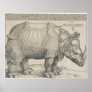 Poster Rhinocéros, gravure sur bois par Albrecht Durer