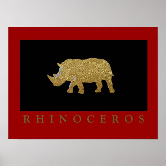 Poster Rhinoceros imprimé en or (Devant)