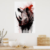 Poster Rhinoceros Ink Painting (Cuisine)