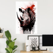 Poster Rhinoceros Ink Painting (Bureau à domicile)