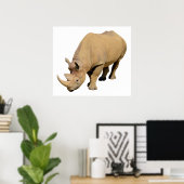 Poster Rhinocéros noir isolé (Bureau à domicile)