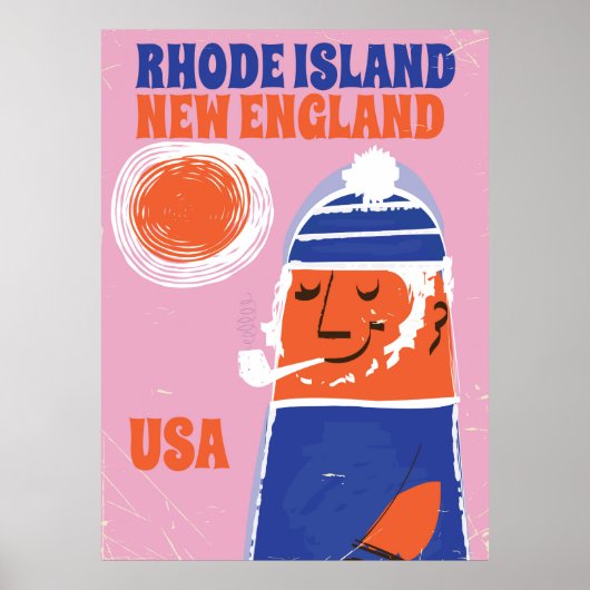 Poster Rhode Island, pêcheur de Nouvelle-Angleterre affic (Devant)