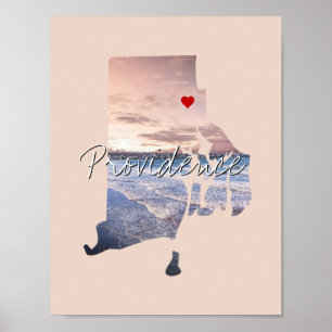 Poster Rhode Island State Photo insert and town name