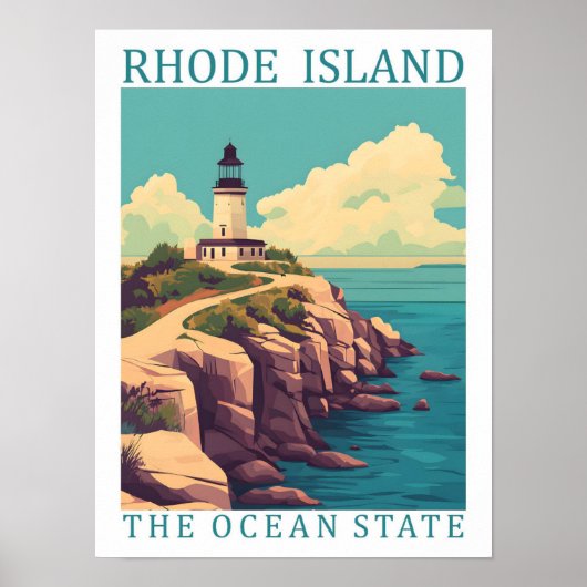 Poster Rhode Island the Ocean State USA Travel Place (Devant)