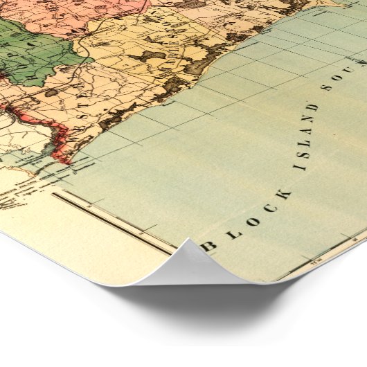 Poster Rhode IslandCarte panoramiqueRhode Island (Coin)