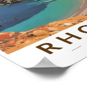 Poster Rhodes Grèce Illustration Voyage Art Vintage (Coin)