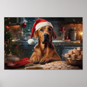 Poster Rhodesian Ridgeback Noël Cookies de vacances