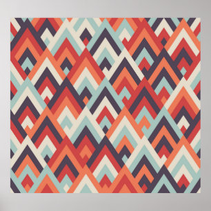Poster Rhombus géométrique : Motif coloré Vintage.