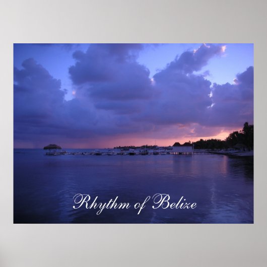 Poster Rhythm of Belize Sunset on the Dock Print (Devant)