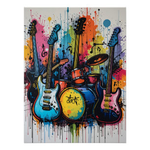 Poster Rhythmic Beats: Musical Graffiti Art