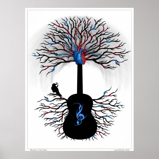 Poster Rhythms of the Heart - ( surreal guitar art ) (Devant)