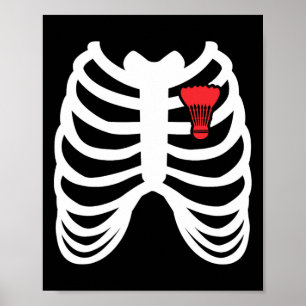 Poster Rib Cage Funny Badminton Joueur T Chemise Cadeau