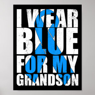 Poster Ribbon Autisme Je Porte Du Bleu Pour Mon Grand-Fil