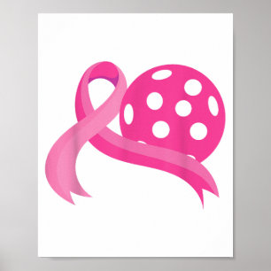 Poster Ribbon Coeur Rose Cute Pickleball Cancer du sein A
