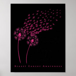Poster Ribbon Dandelion Foi Espoir Amour Cancer du sein
