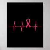 Poster Ribbon Heartbeat Cadeau de sensibilisation au canc (Devant)