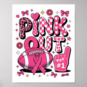 Poster Ribbon Pink Out Footbyll Cheast Cancer du sein