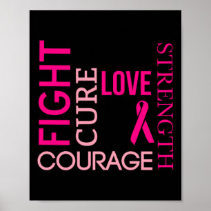 Poster Ribbon rose Cancer du sein Lutte contre les surviv