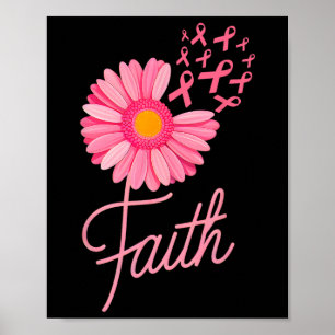 Poster Ribbon rose Fleur Foi Fleur Foi cancer du sein Awa